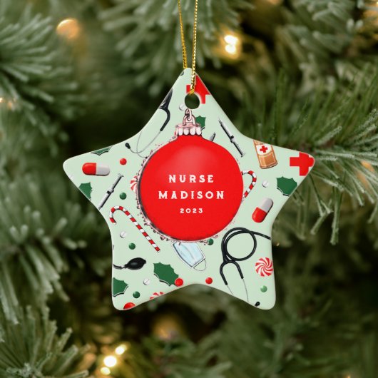 Verpleegster Kerst Collectible Keramische Ornament (Boom)