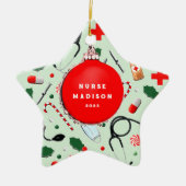 Verpleegster Kerst Collectible Keramische Ornament (Voorkant)