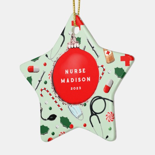 Verpleegster Kerst Collectible Keramische Ornament (Links)