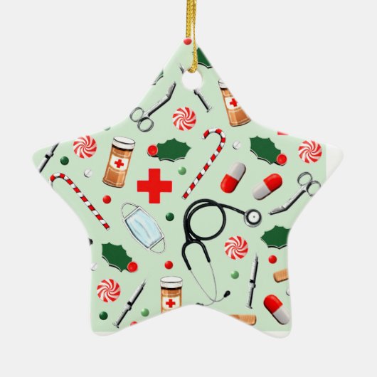 Verpleegster Kerst Collectible Keramische Ornament (Achterkant)