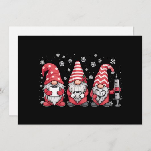 Verpleegster Kerst Gnomen Schattige Xmas Scrub Feestdagenkaart (Voorkant / Achterkant)