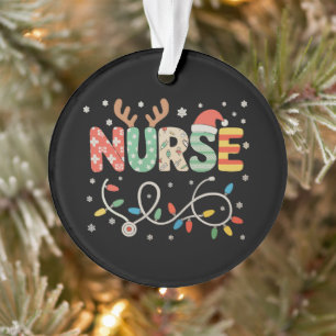 Verpleegster Kerst Stethoscoop Kerstman Hoed Rendi Ornament