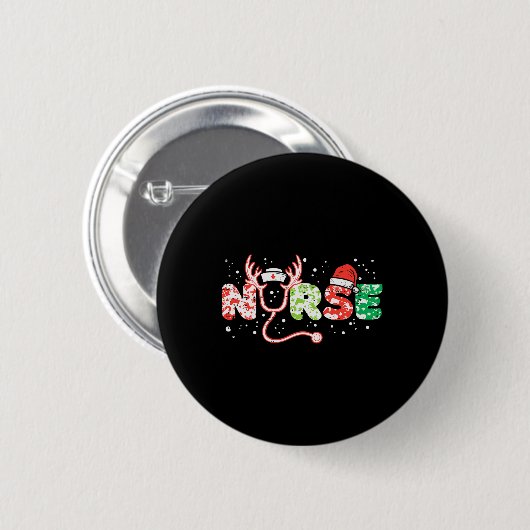 Verpleegster kerst stethoscoop verpleegkundigen Ke Ronde Button 5,7 Cm (Voorkant /achterkant)