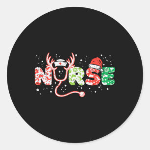 Verpleegster Kerst Stethoscoop Verpleegsters Kerst Ronde Sticker