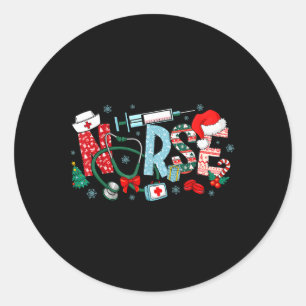 Verpleegster Kerst Stethoscoop Verpleegsters Kerst Ronde Sticker