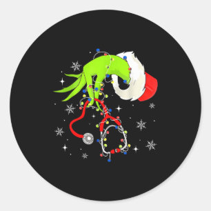 Verpleegster Kerst Stethoscoop Verpleegsters Kerst Ronde Sticker