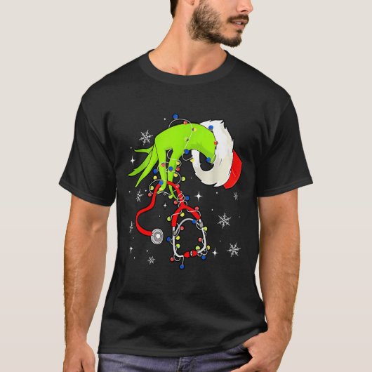 Verpleegster Kerst Stethoscoop Verpleegsters Kerst T-shirt (Voorkant)