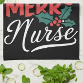 Verpleegster Kerst Vrolijk Verpleegster Verpleegku Theedoek (Gevouwen)