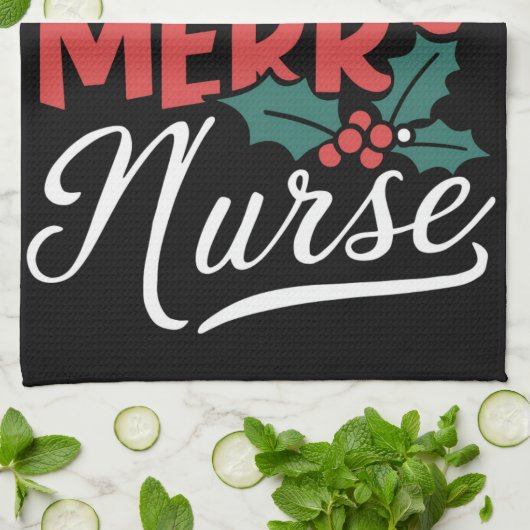 Verpleegster Kerst Vrolijk Verpleegster Verpleegku Theedoek (Gevouwen)