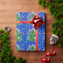 Verpleegster Kerstboom blauwe Achtergrond Cadeaupapier