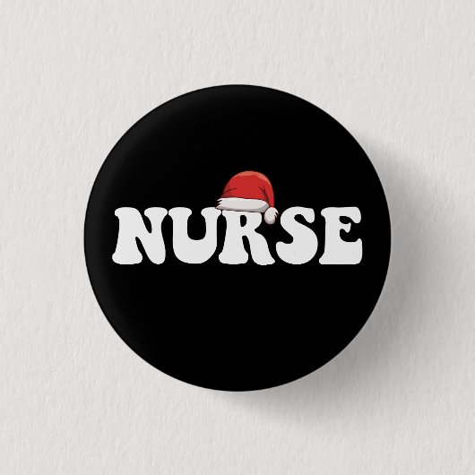Verpleegster Kerstman Hoed Kerst Verpleging Ronde Button 3,2 Cm (Voorkant)