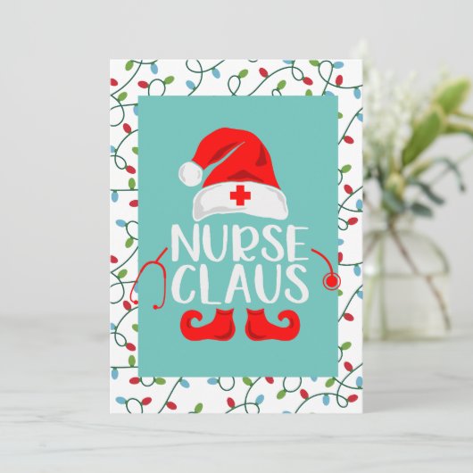 Verpleegster Kerstman Kerstvakantie Feestdagenkaart (Staand voorkant)