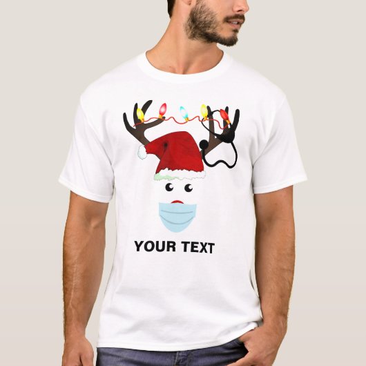 Verpleegster Kerstmis rendieren met stethoscoop T-shirt (Voorkant)