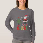 Verpleegster Kerstmis Retro Kerstman en Boom T-shirt (Voorkant)