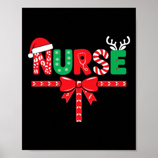 Verpleegster Kerstmis Rn Lpn Cna Vrouwen Kerstmis Poster (Voorkant)