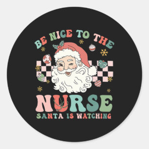 Verpleegster Kerstmis Wees Aardig Voor De Verpleeg Ronde Sticker