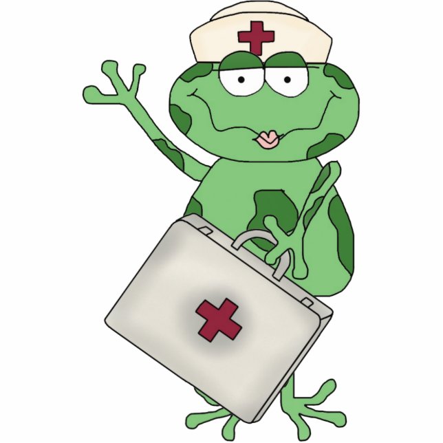 Verpleegster Kikker beeldhouwwerk Staand Fotobeeldje (Voorkant)