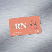 Verpleegster Koraal Sinaasappel Stethoscoop Medisc Magnetisch Visitekaartje (Voorbeeld)
