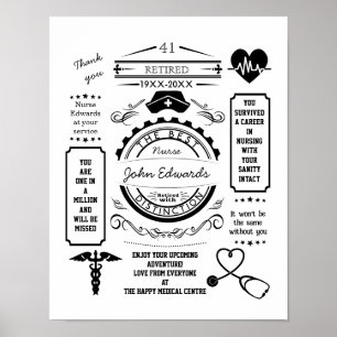 verpleegster lange dienst vertrek pensioen medisch poster
