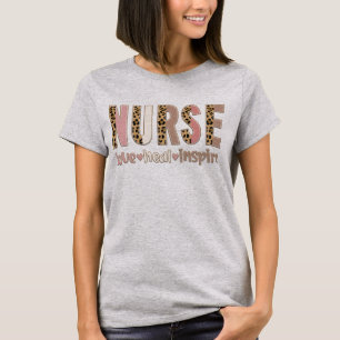 Verpleegster Leopard Love Heal Inspire T-shirt