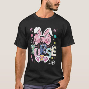 Verpleegster Leven Bow Stethoscoop Gelukkig Pasen T-shirt