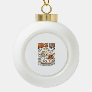 Verpleegster Leven Halloween Geest Pompoen Vintage Keramische Bal Ornament