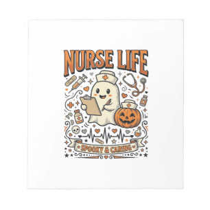 Verpleegster Leven Halloween Geest Pompoen Vintage Notitieblok