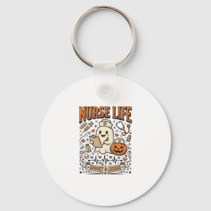 Verpleegster Leven Halloween Geest Pompoen Vintage Sleutelhanger