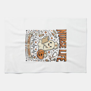 Verpleegster Leven Halloween Geest Pompoen Vintage Theedoek