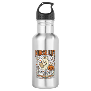 Verpleegster Leven Halloween Geest Pompoen Vintage Waterfles