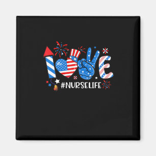 Verpleegster Leven Liefde Amerikaanse Vlag 4 Juli Magneet