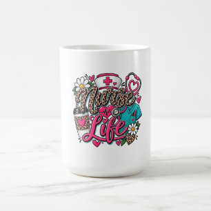Verpleegster Leven Luipaardprint Stethoscoop Hart Koffiemok