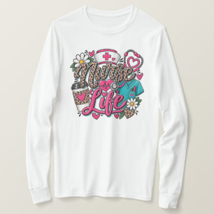 Verpleegster Leven Luipaardprint Stethoscoop Hart T-shirt