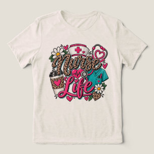 Verpleegster Leven Luipaardprint Stethoscoop Hart Tri-Blend Shirt