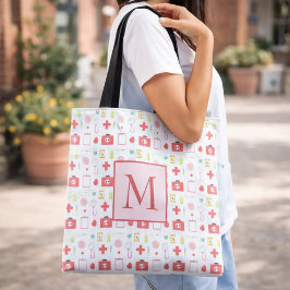 Verpleegster Leven Monogram Schattige Medische Pic Tote Bag