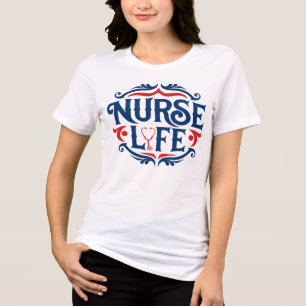 Verpleegster Leven Retro Badge Verpleegsters Dag T Tri-Blend Shirt