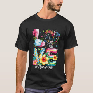 Verpleegster Leven Stethoscoop Tropische Bloem Zom T-shirt
