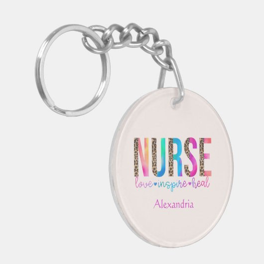 Verpleegster - Liefde, Inspiratie, Genezing in Reg Sleutelhanger (Voorkant Links)