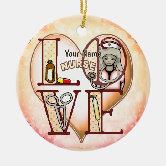 Verpleegster Liefde Keramisch Ornament (Voorkant)