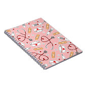 Verpleegster Liefde Print Roze Achtergrond Notitieboek (Rechterzijde)