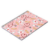 Verpleegster Liefde Print Roze Achtergrond Notitieboek (Linkerzijde)