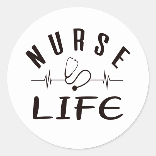 Verpleegster Life Wit Classic Ronde Sticker (Voorkant)