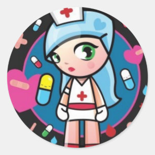 Verpleegster Lolita Ronde Sticker