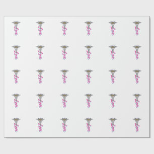 Verpleegster Love Caduceus Bloemig Medisch Vertica Cadeaupapier