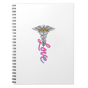 Verpleegster Love Caduceus Bloemig Medisch Vertica Notitieboek