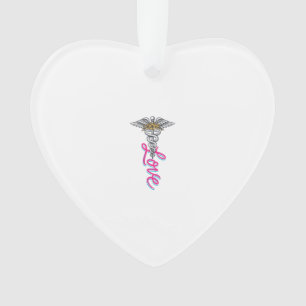 Verpleegster Love Caduceus Bloemig Medisch Vertica Ornament