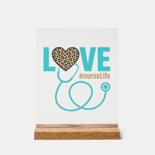 Verpleegster Love Luipaard Stethoscoop Vectorontwe Acryl Bord