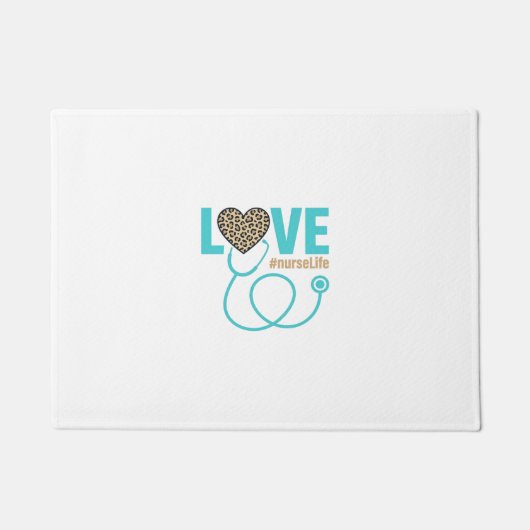 Verpleegster Love Luipaard Stethoscoop Vectorontwe Deurmat (Voorkant)