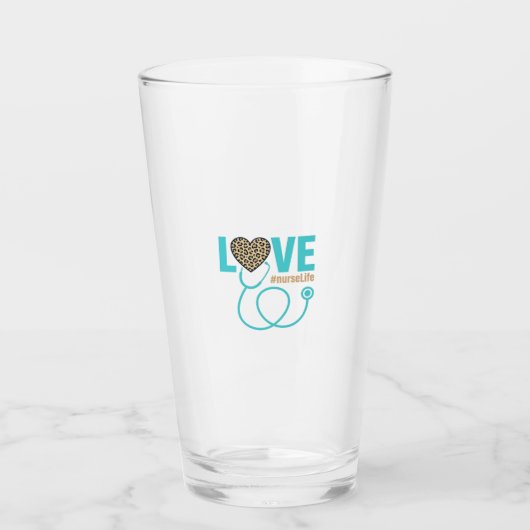 Verpleegster Love Luipaard Stethoscoop Vectorontwe Glas (Voorkant)