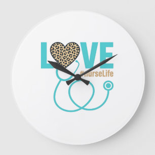 Verpleegster Love Luipaard Stethoscoop Vectorontwe Grote Klok